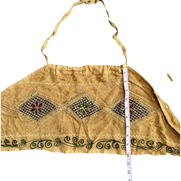 Embroidered Crop Top Wrap Skirt Set Mustard Boho Summer - Picture 4 of 7